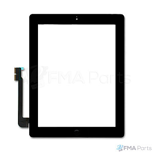 [High Quality] Glass Digitizer Assembly with Small Parts - Black  for iPad 3 (The new iPad)